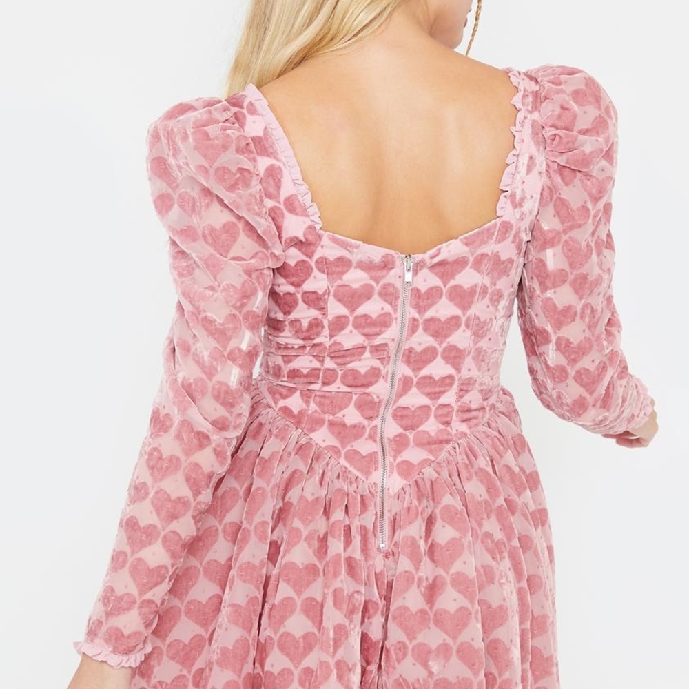 For Love And Lemons Pink Velvet Heart Dress - Picture 3 of 5